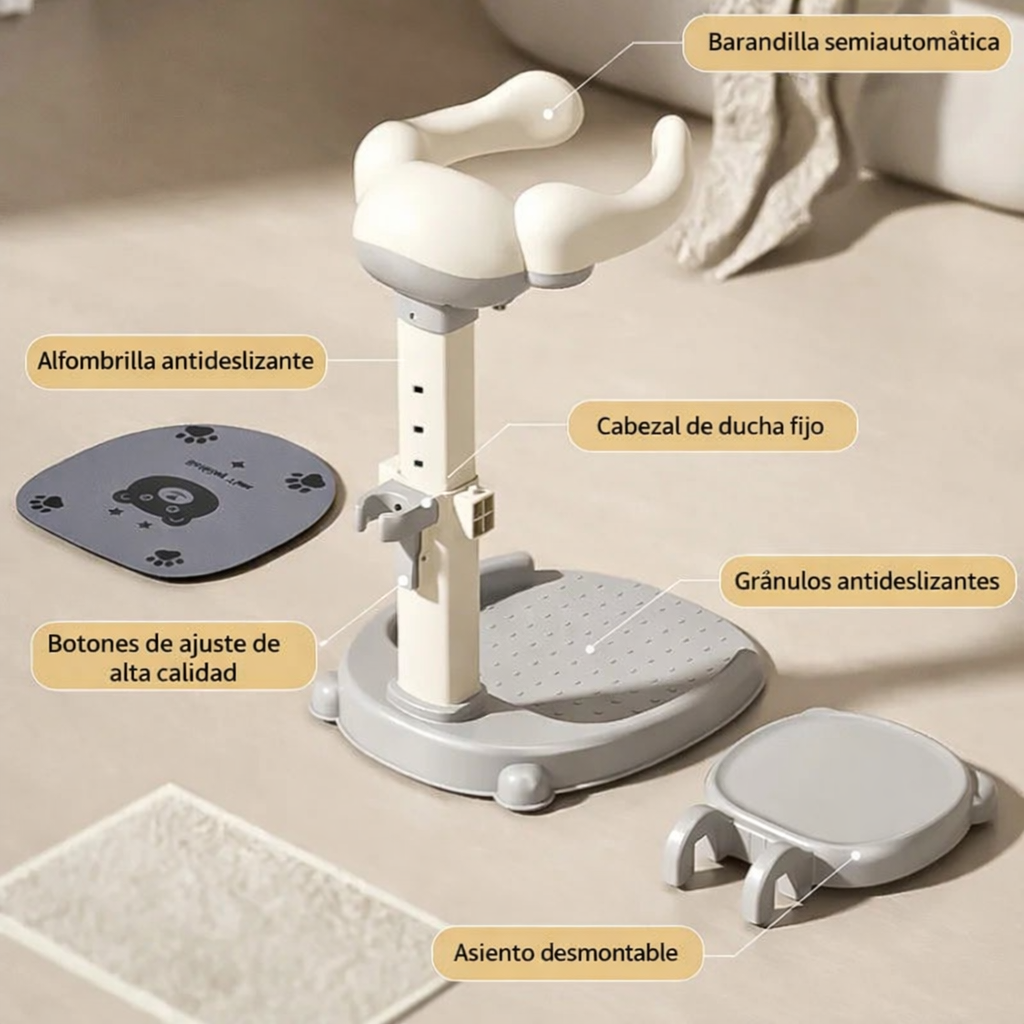 Soporte de Ducha Ajustable para Bebé – Seguro, Antideslizante y Ergonómico
