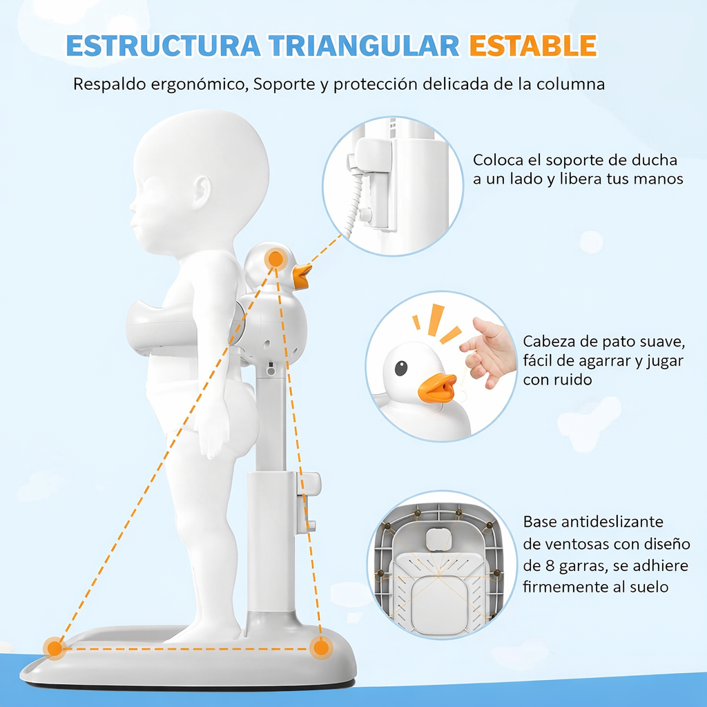 Soporte de Ducha Ajustable para Bebé – Seguro, Antideslizante y Ergonómico